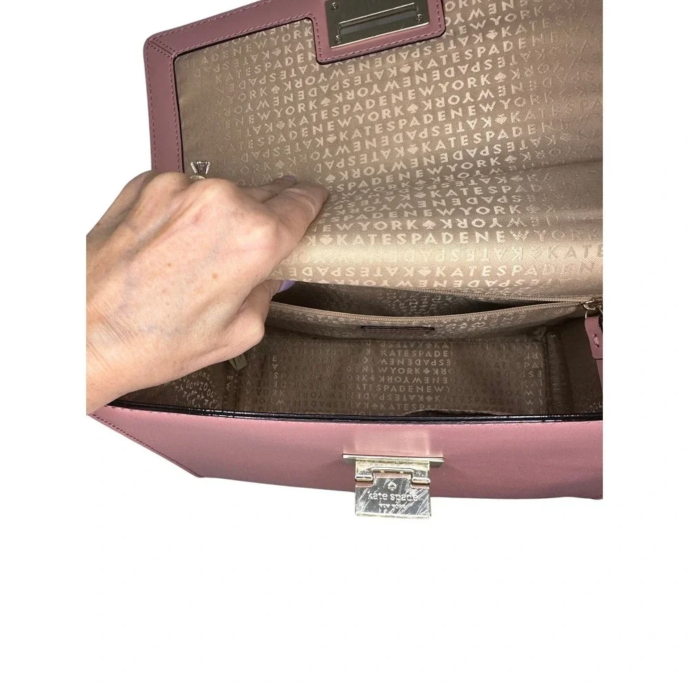 Kate Spade New York Pink Leather Satchel Handbag Turn‎ Lock Gold Accents